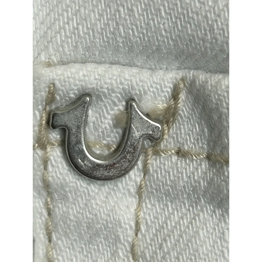 True Religion Rocco Relaxed Skinny Jeans White Renegade SN Mens 33 Stretch Denim